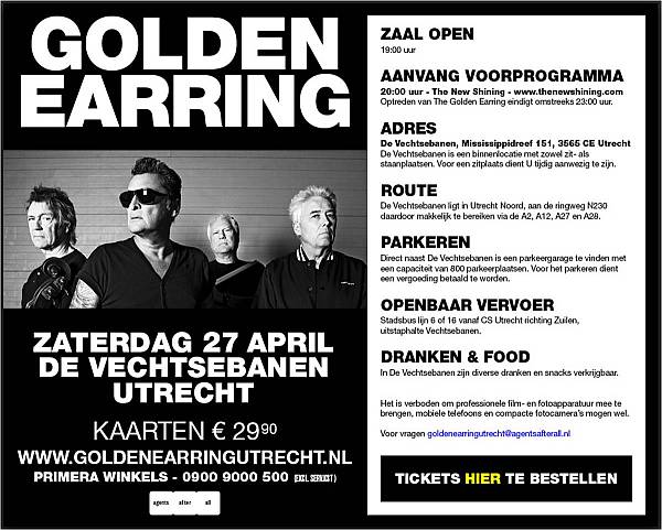 Golden Earring Utrecht April 27, 2013 show announcement